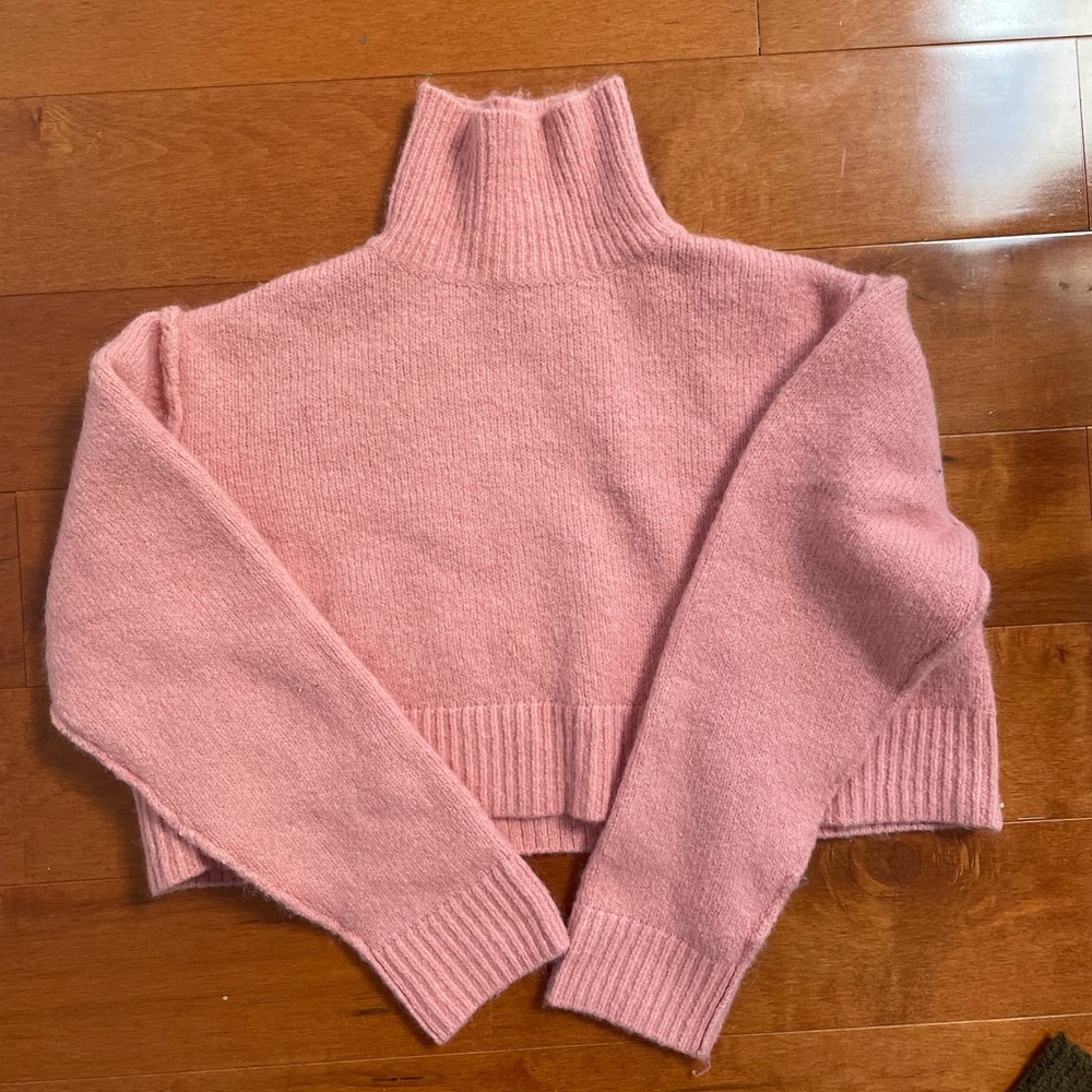 Zara mock neck pink sweater